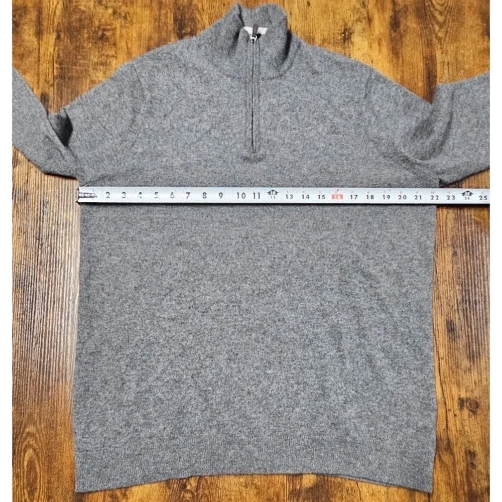 John Lewis Pure Cashmere Men's Large Gray‎ 1/4 Zip Sweater Pullover Ex Cond